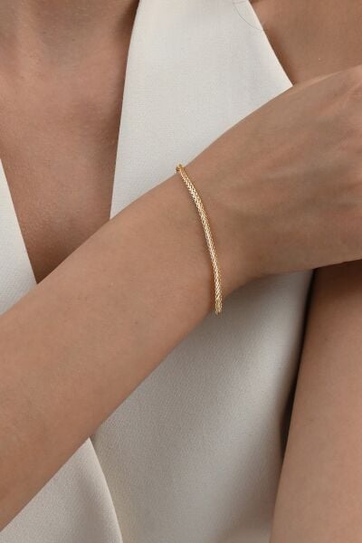 925 ayar gümüş altın yaldız ve rodyumlu örgülü italyan modeli gümüş bileklik  SGTL13054RENKLI