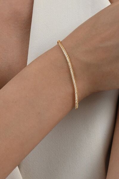 925 ayar gümüş altın yaldız ve rodyumlu örgülü italyan modeli gümüş bileklik  SGTL13054RENKLI