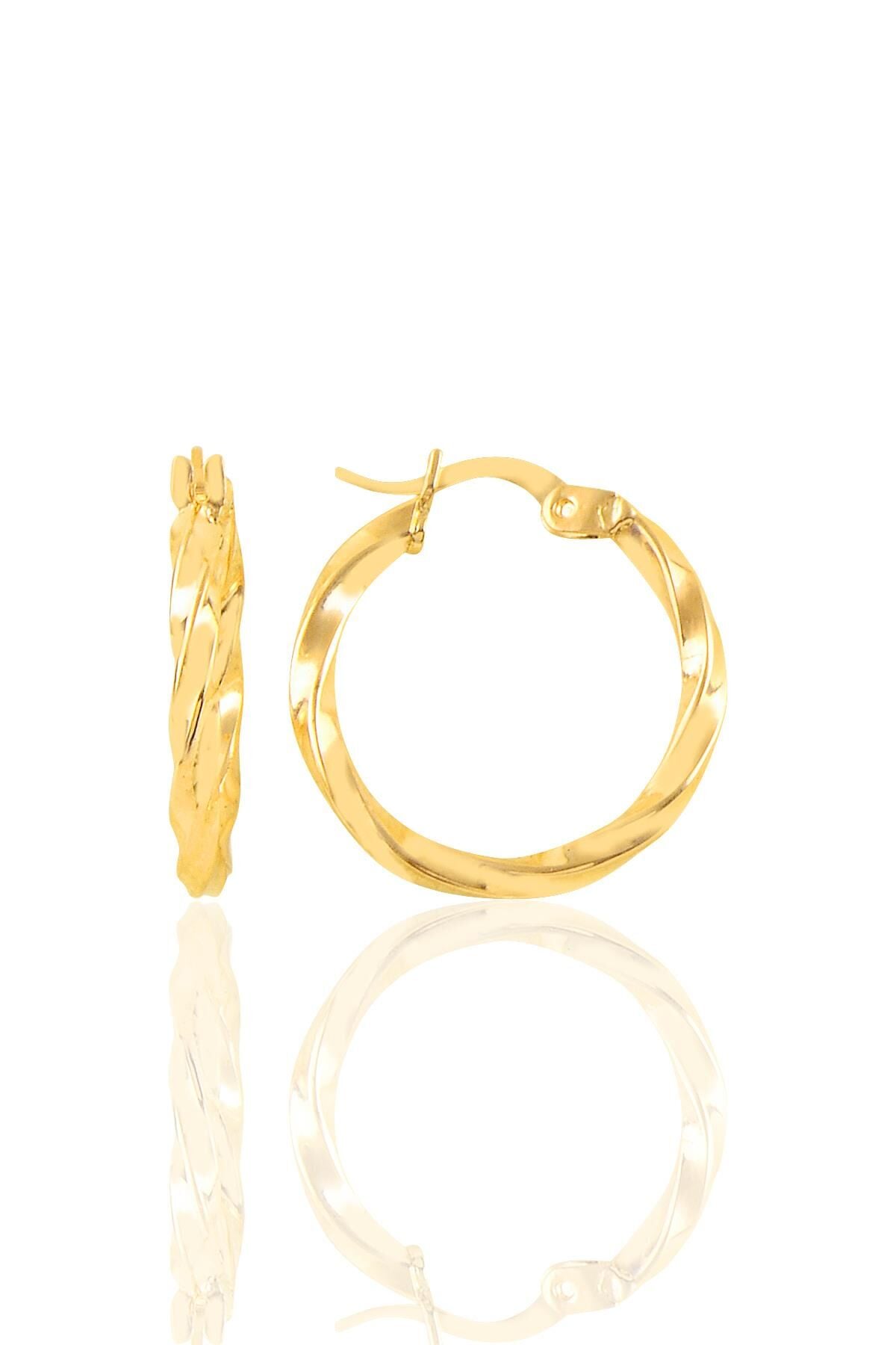 Gümüş altın yaldızlı şarnel burgu küpe SGTL11149GOLD