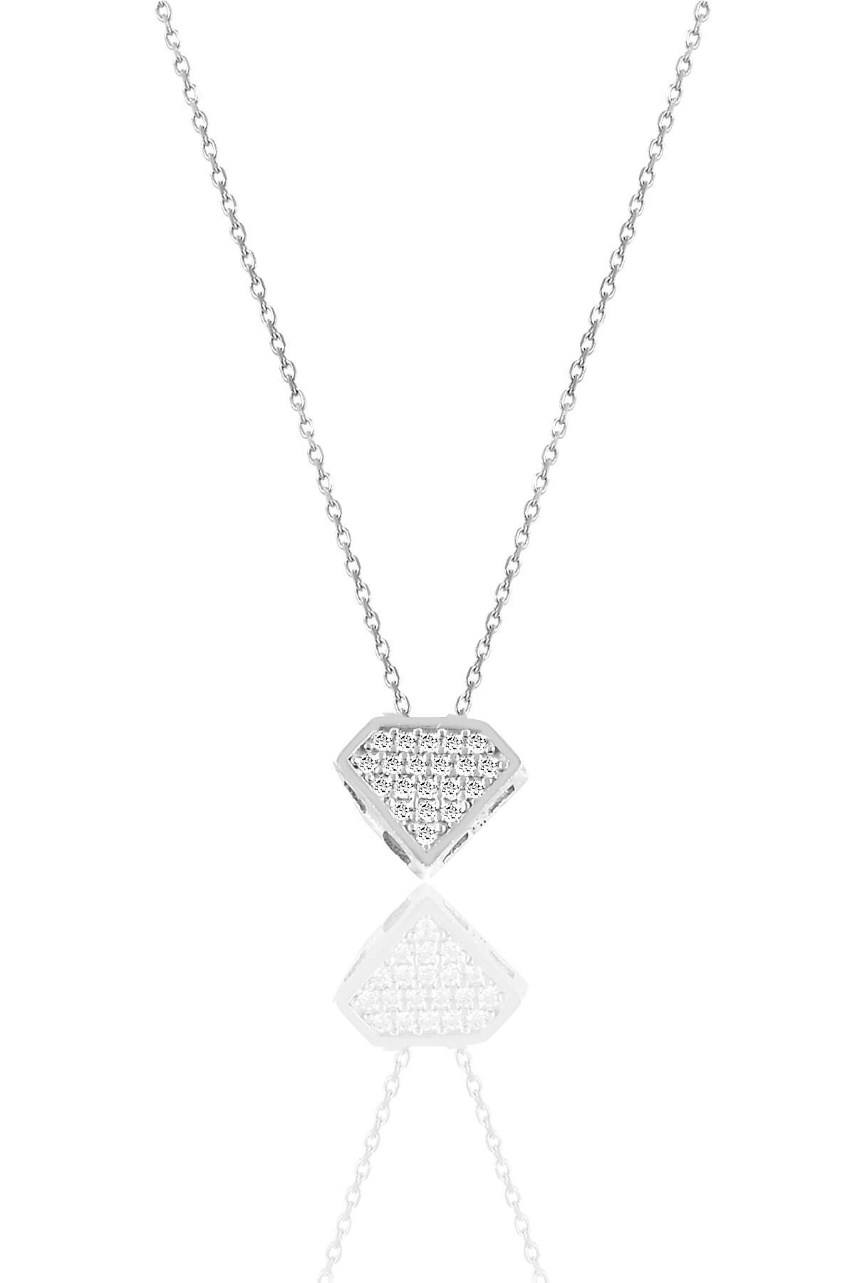 Gümüş rodyumlu zirkon taşlı elmas figür kolye SGTL10377ELMAS