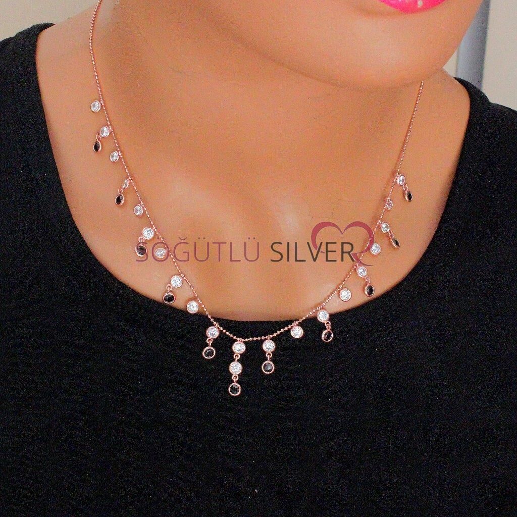 zirkon ve onix taşlı kolye SGTL4542