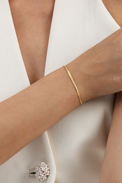 925 ayar gümüş altın yaldızlı simli yassı (ezme) italyan gümüş bileklik SGTL13055GOLD