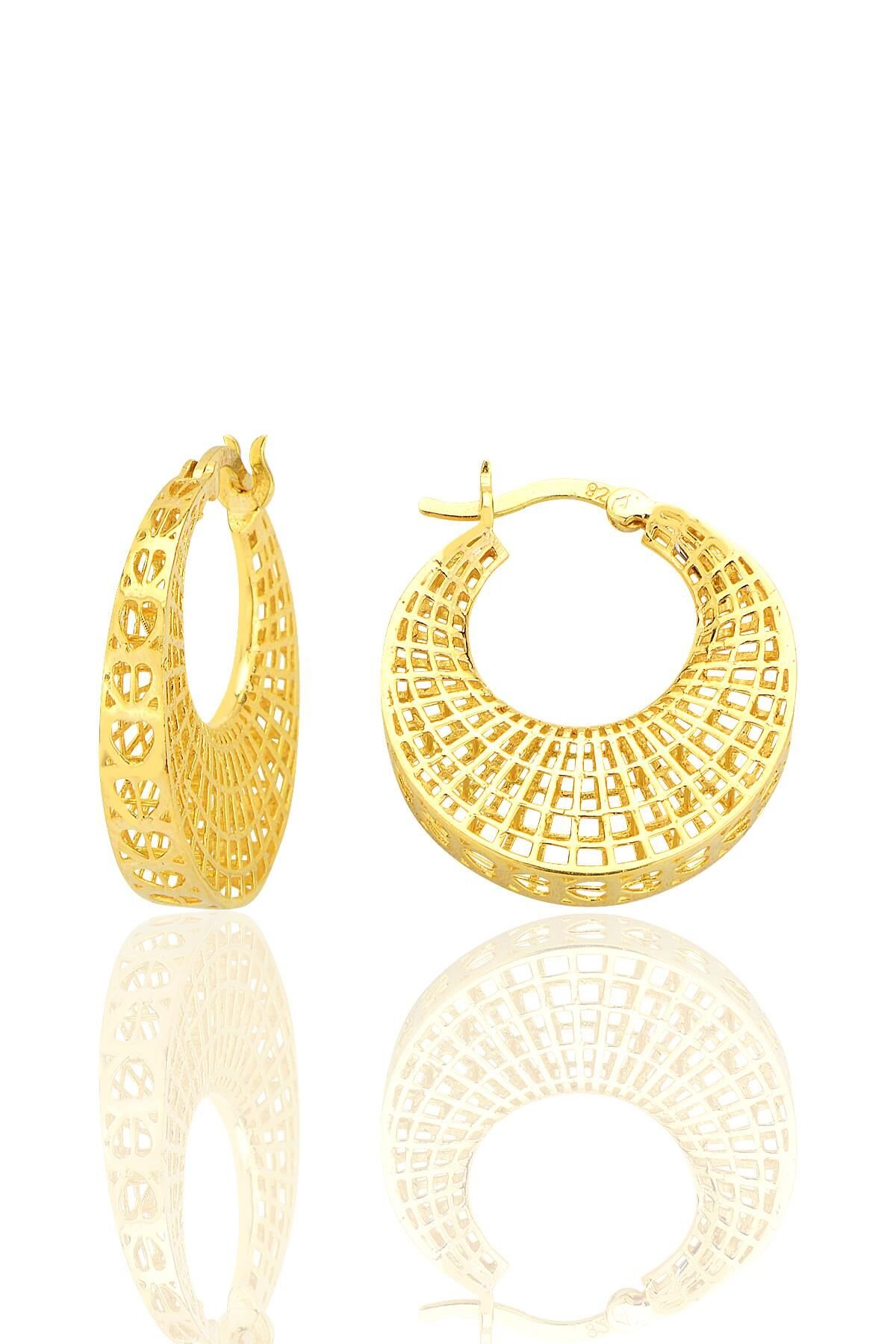 Gümüş altın yaldızlı özel işçilikli füzyon halka küpe SGTL12538GOLD