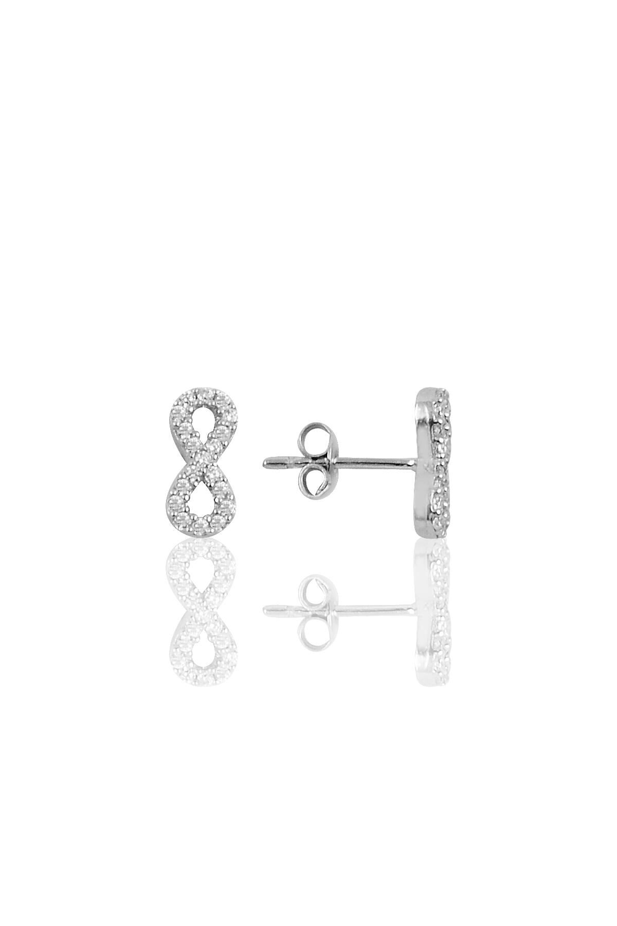 Gümüş zirkon taşlı sonsuzluk modeli küpe SGTL10122BEYAZ