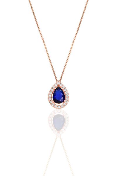 Gümüş rose safir taşlı damla modeli ikili set SGTL11516LACIVERT