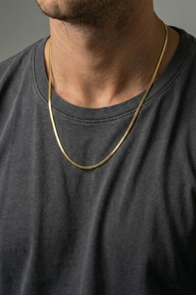 925 Ayar Gümüş Erkek Kolye Balık Sırtı Ezme Erkek Zincir