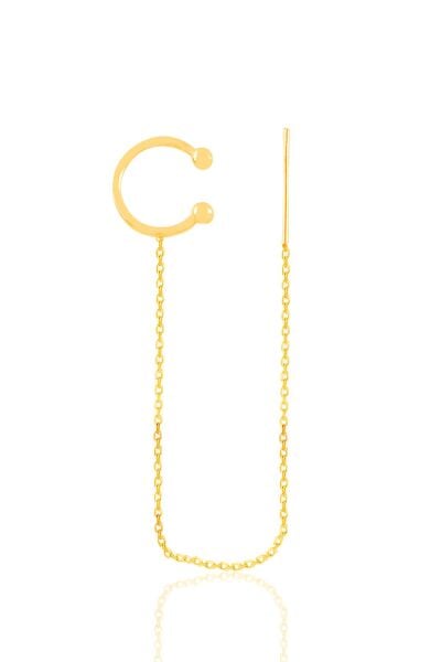 Gümüş altın yaldızlı zincirli kıkırdak küpe SGTL11148GOLD
