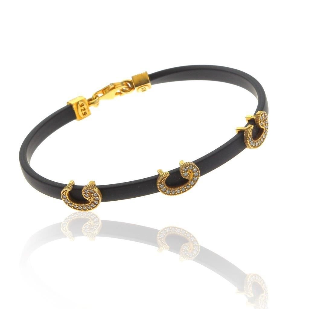 Zirkon Taşlı Vav Kauçuk Bileklik SGTL6594
