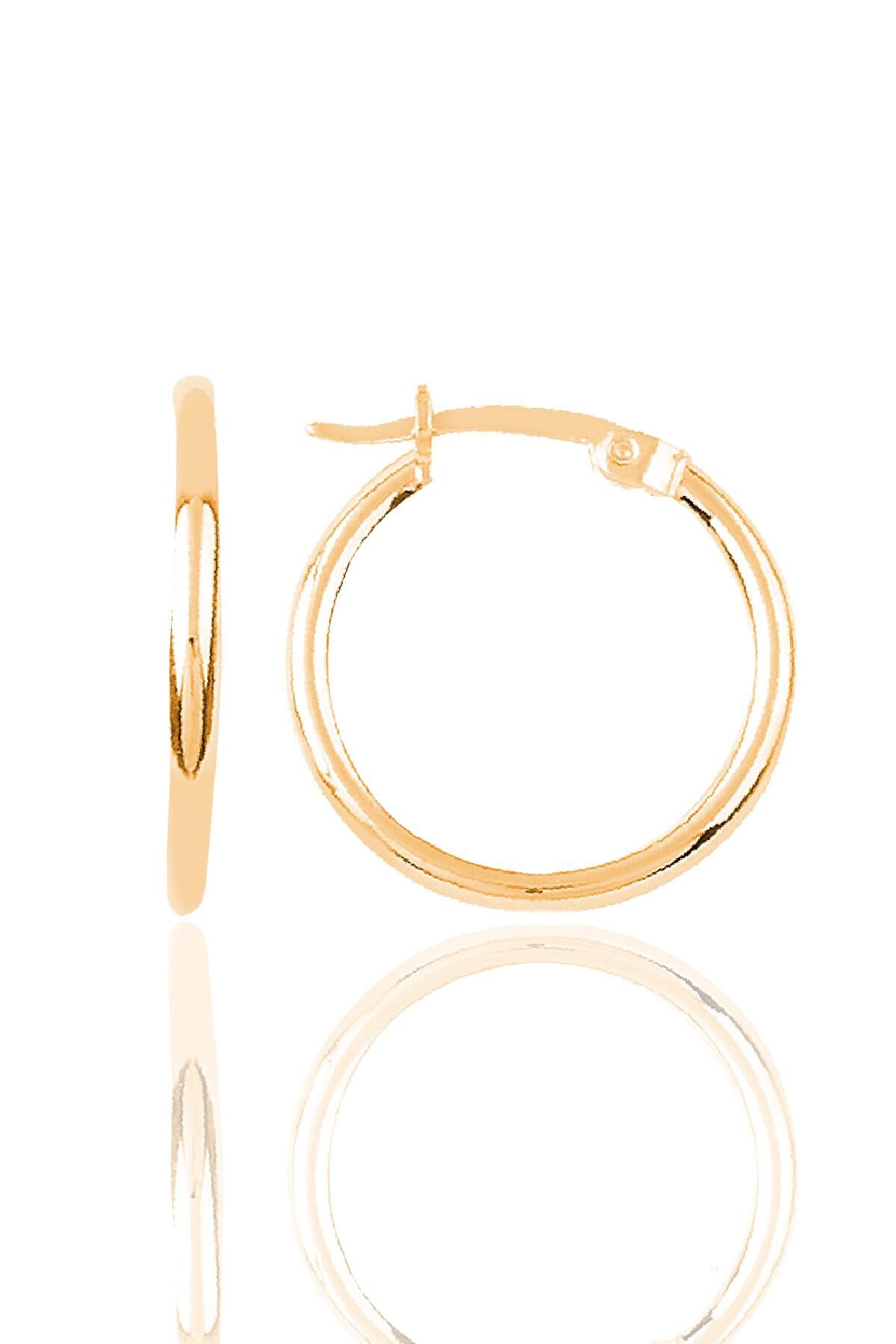 Gümüş rose 26 mm Şarnel Halka Küpe SGTL12289ROSE