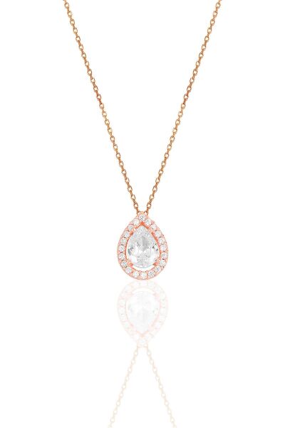 Gümüş rose zirkon taşlı damla modeli ikili set SGTL11516BEYAZ