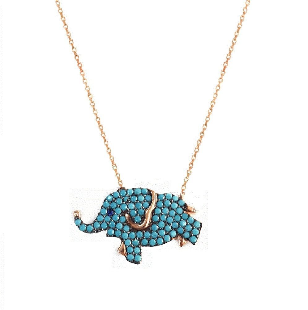 nano turkuaz taşlı fil kolye SGTL2383