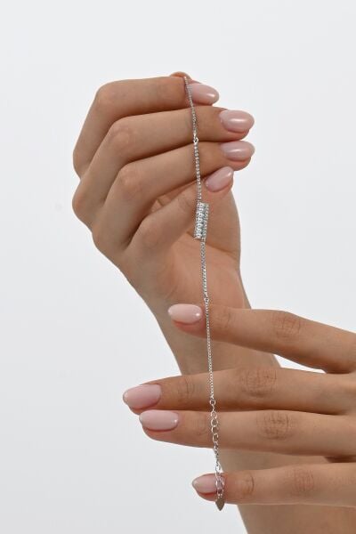 925 ayar gümüş rodyumlu zirkon taşlı inci sıralı gümüş bileklik SGTL13066RODAJ