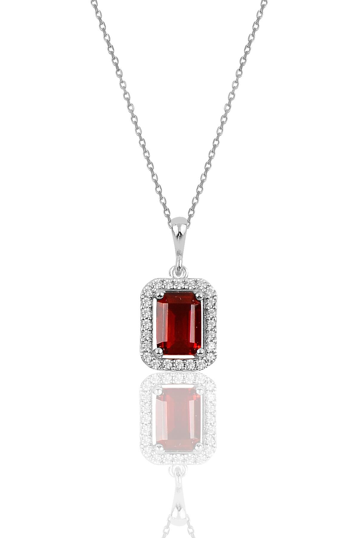 Gümüş Lal baget taşlı kolye SGTL10125LAL