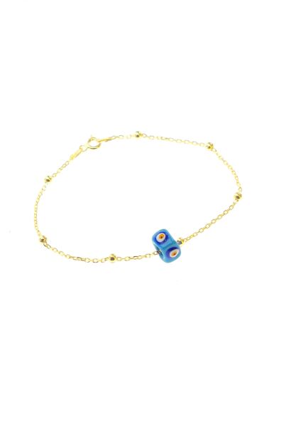 Gümüş mineli turkuaz taşlı top top bileklik SGTL8519-SARI