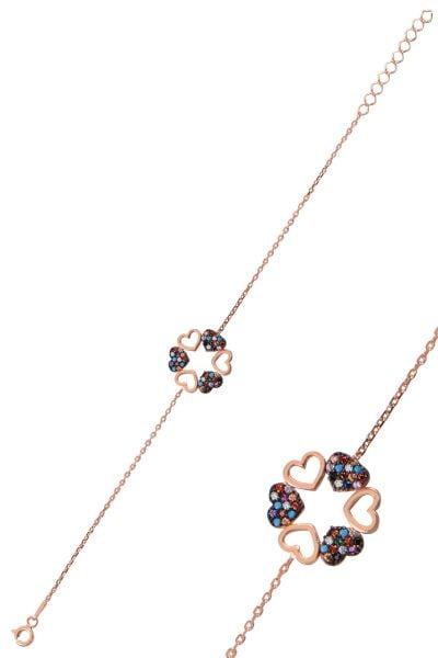 Gümüş renkli taşlı yonca bileklik SGTL9279