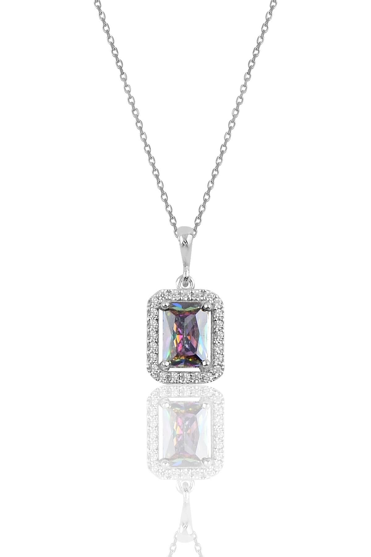 Gümüş mistik baget taşlı kolye SGTL10125MİSTİK