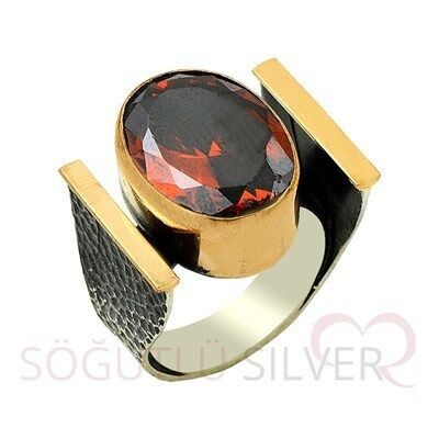 lal taşlı otantık yüzük yüzük8401