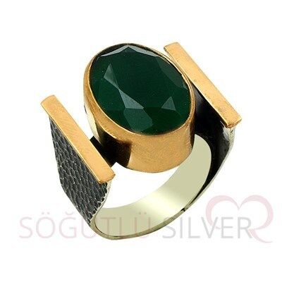 kök zümrüt taşlı otantik yüzük yüzük8400