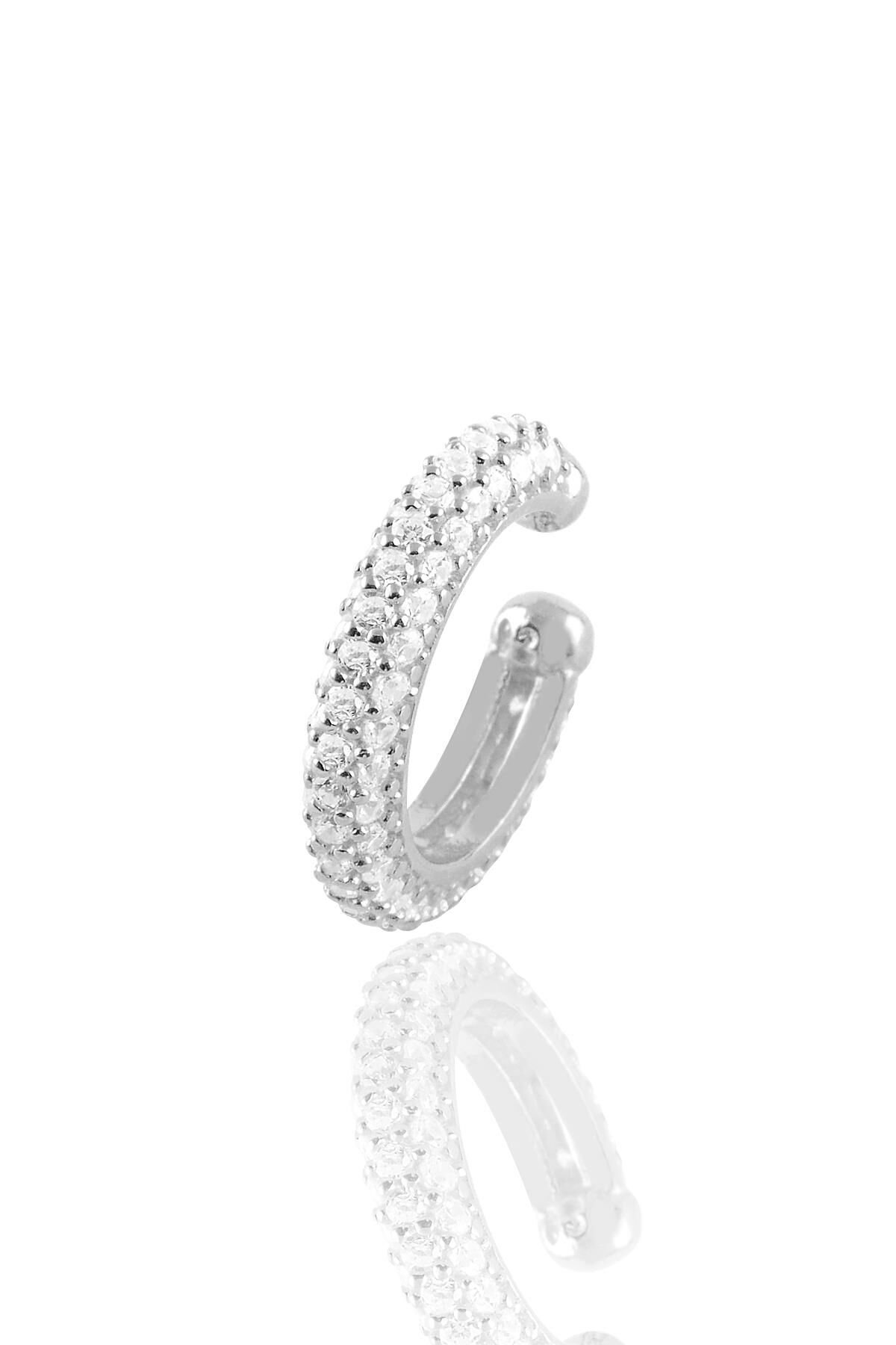 Gümüş rodyumlu zirkon taşlı kıkırdak küpe SGTL10700RODAJ