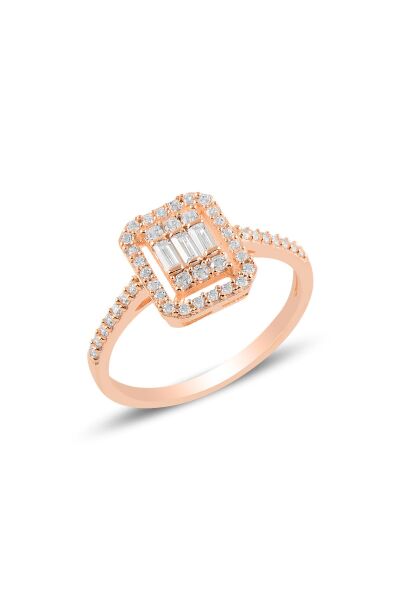 Gümüş rose gümüş baget taşlı üçlü set SGTL10480ROSE