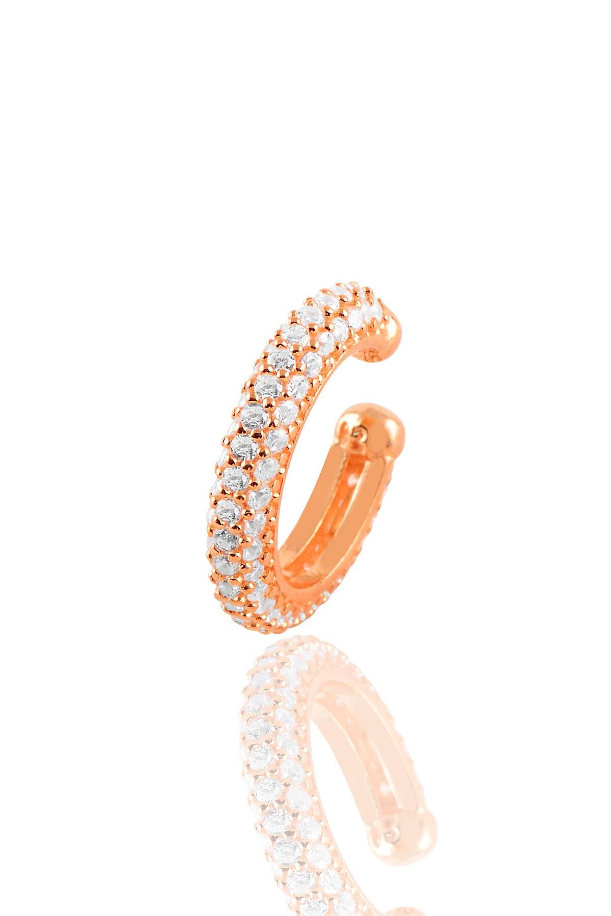 Gümüş rose zirkon taşlı kıkırdak küpe SGTL10700ROSE