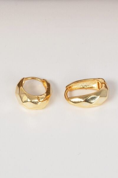 925 ayar Gümüş altın yaldızlı desenli italyan modeli U halka küpe SGTL13071GOLD