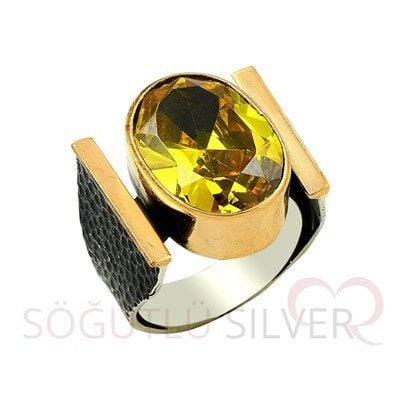 topaz taşlı otantik yüzük yüzük8397