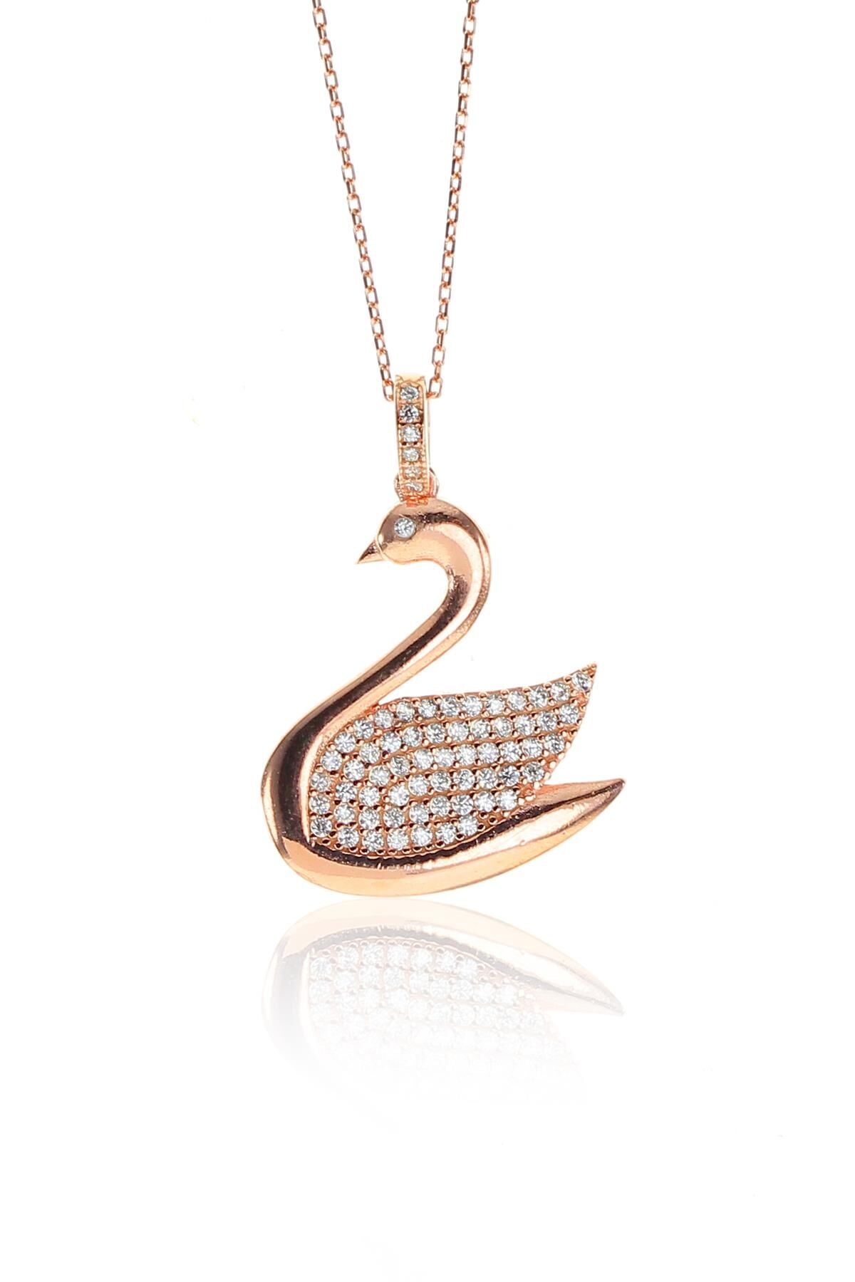 Gümüş rose kuğu kolye SGTL9289