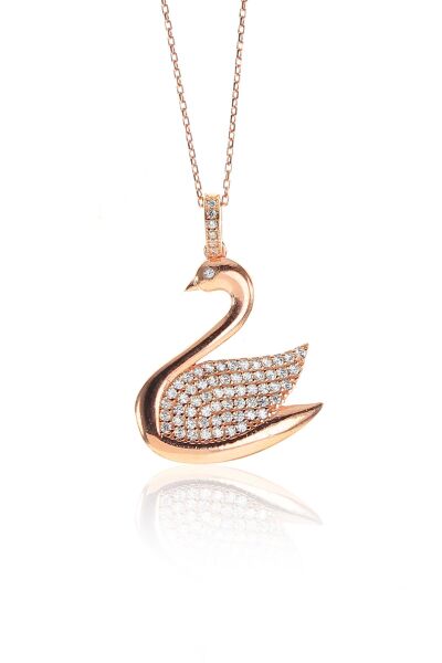 Gümüş rose kuğu kolye SGTL9289