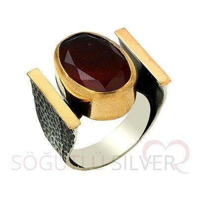 kök yakut taşlı otantik üçlü set yüzük8396