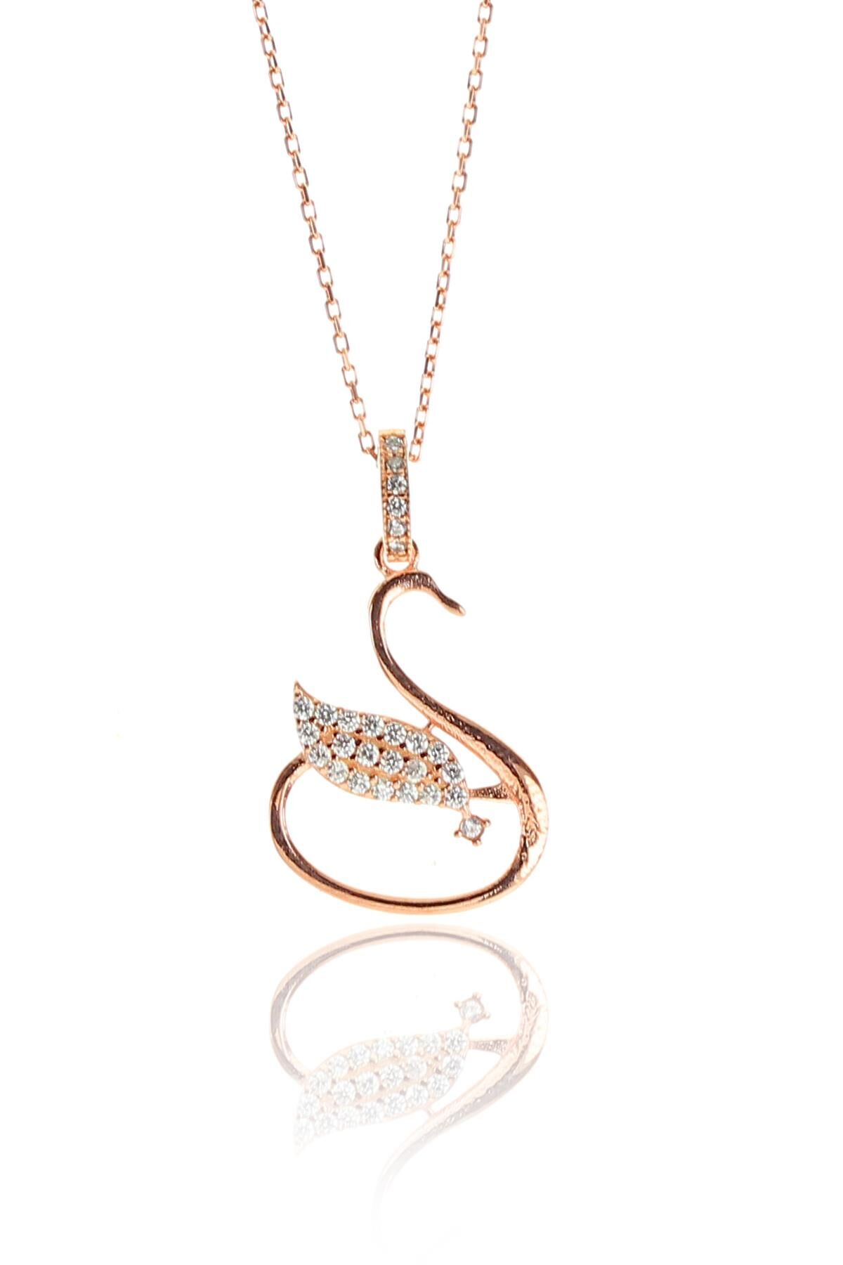 Gümüş rose kuğu kolye SGTL9290