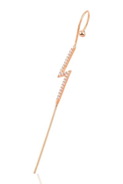 Gümüş rose taşlı şimşek modeli gümüş baston küpe SGTL10701ROSE
