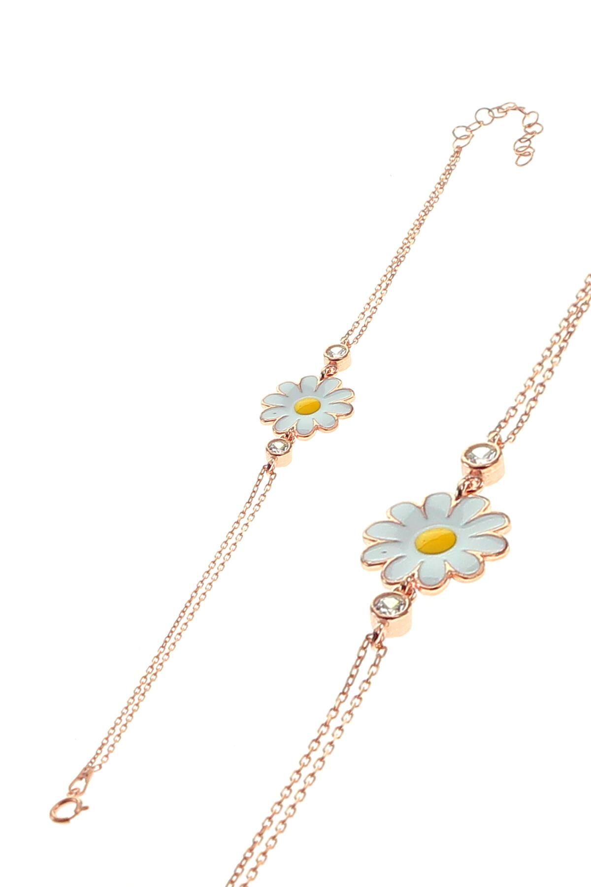 Gümüş mineli papatya bileklik SGTL8640