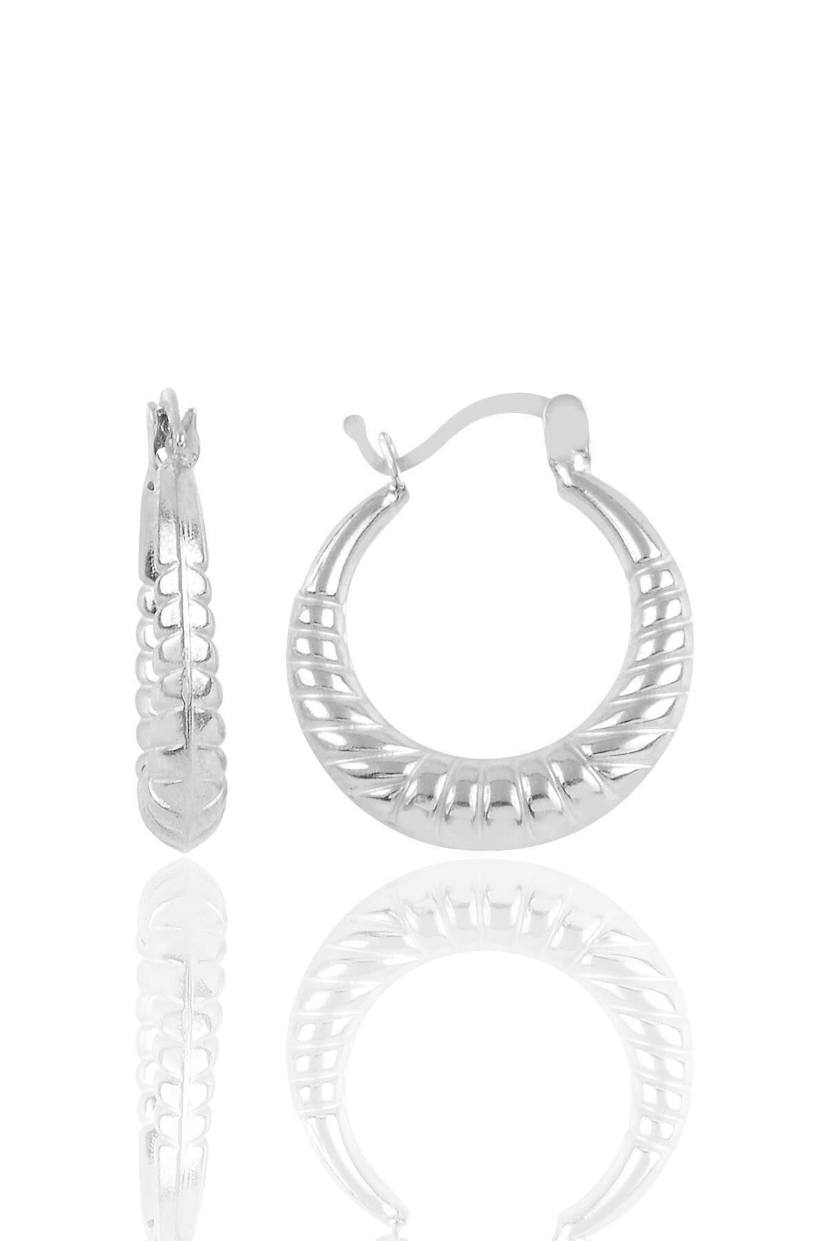 Gümüş rodyumlu orta boy  desenli gümüş şarnel küpe SGTL10702RODAJ