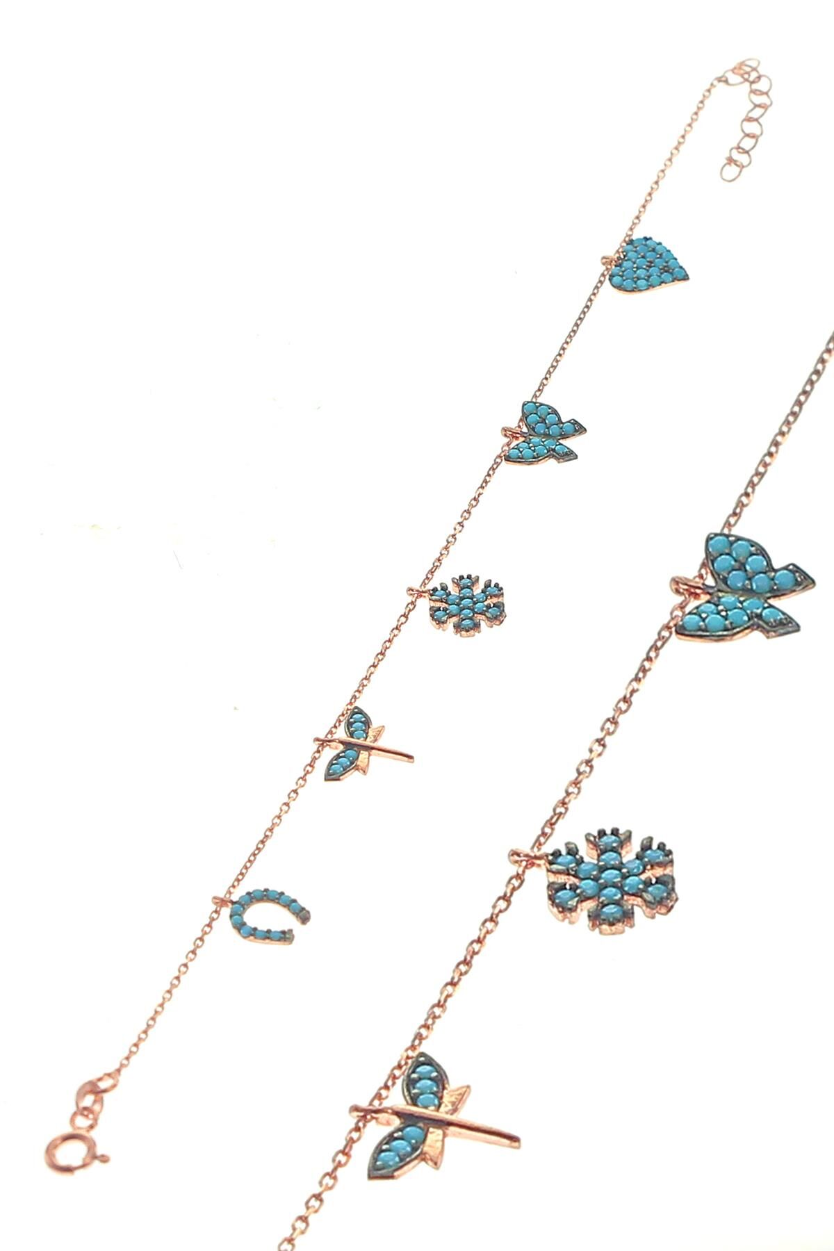 Gümüş turkuaz taşlı şans bilekliği SGTL8641