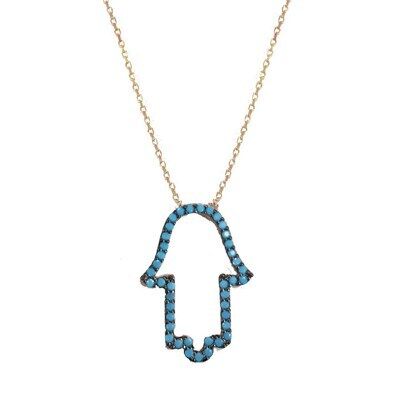 nano turkuaz taşlı fatma ana eli kolye kolye5151