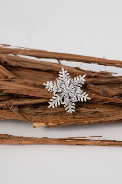 925 ayar gümüş rodyumlu  marquise (MARKİZ) kesim zirkon taşlı ışıltılı kar tanesi gümüş broş  yaka iğnesi SGTL13076RODAJ