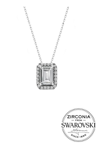 Gümüş Swarovski baget taşlı pırlanta modeli kolye SGTL20519KOLYE