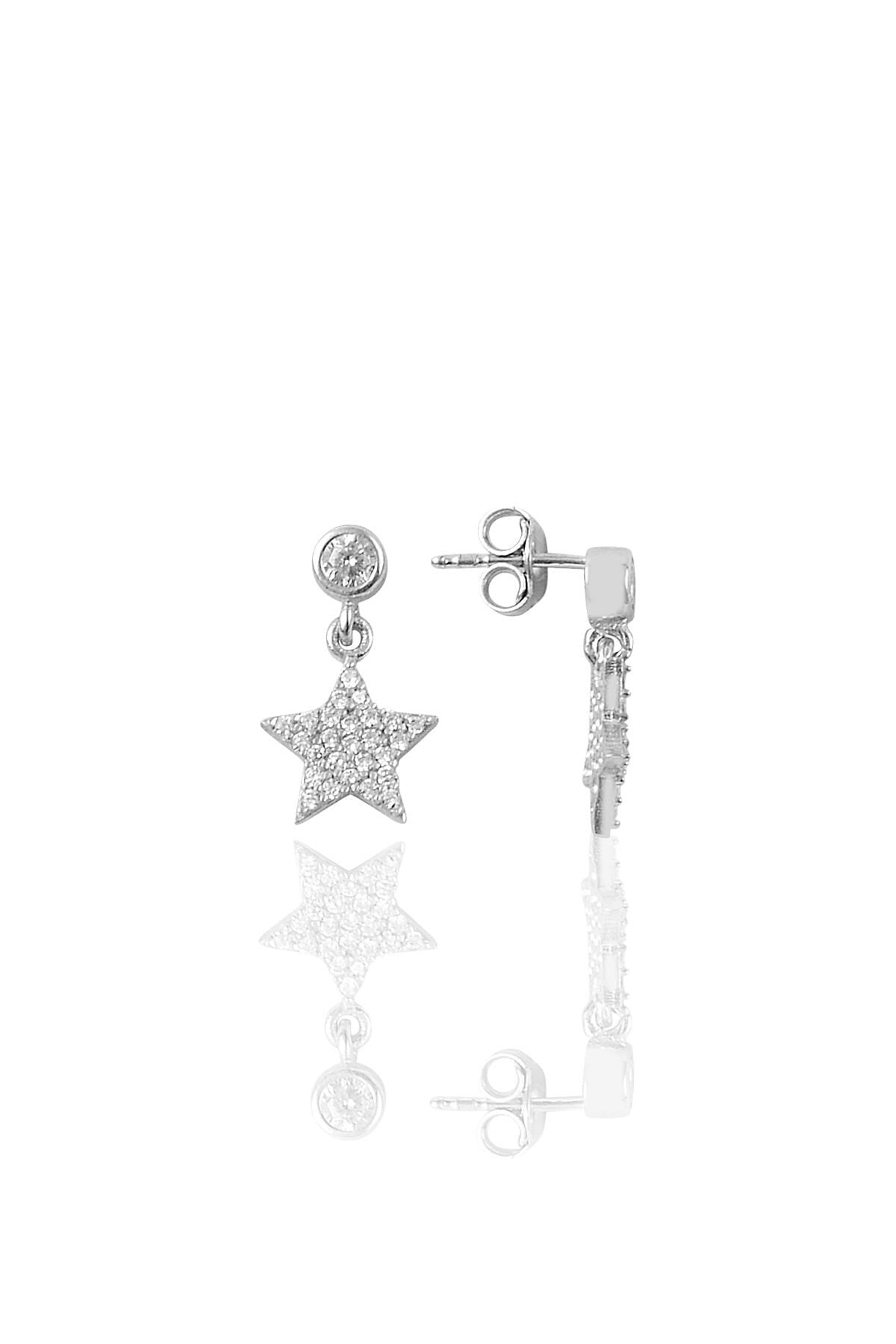 Gümüş zirkon taşlı yıldız modeli küpe SGTL9458