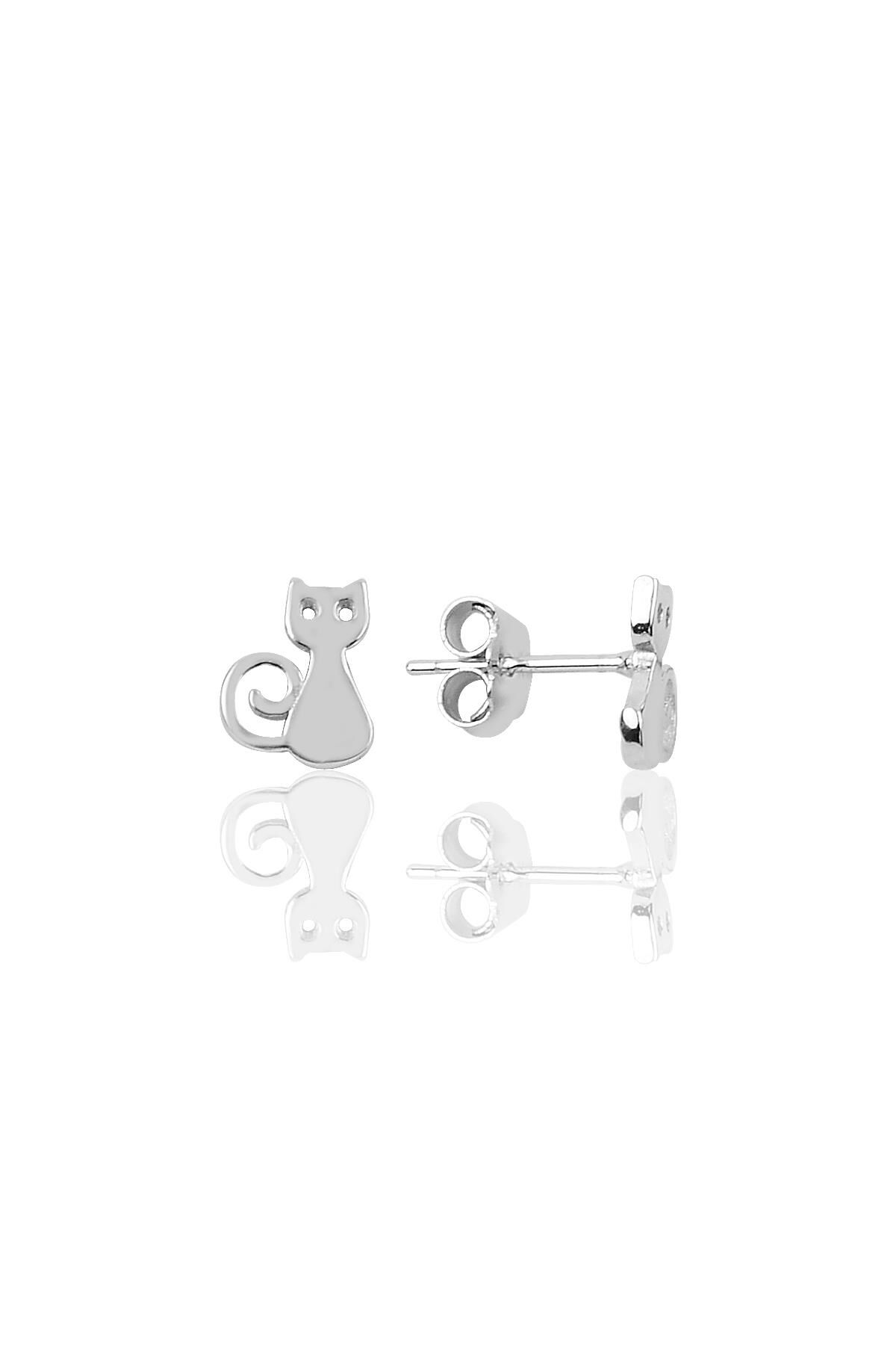 Gümüş kedi modeli küpe SGTL9975