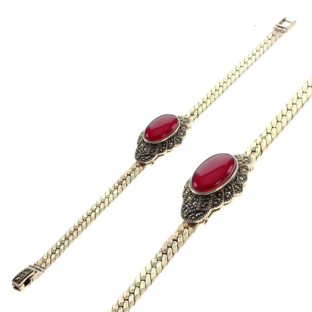 Markazit ve Akik Taşlı Gümüş Bileklik SGTL6614