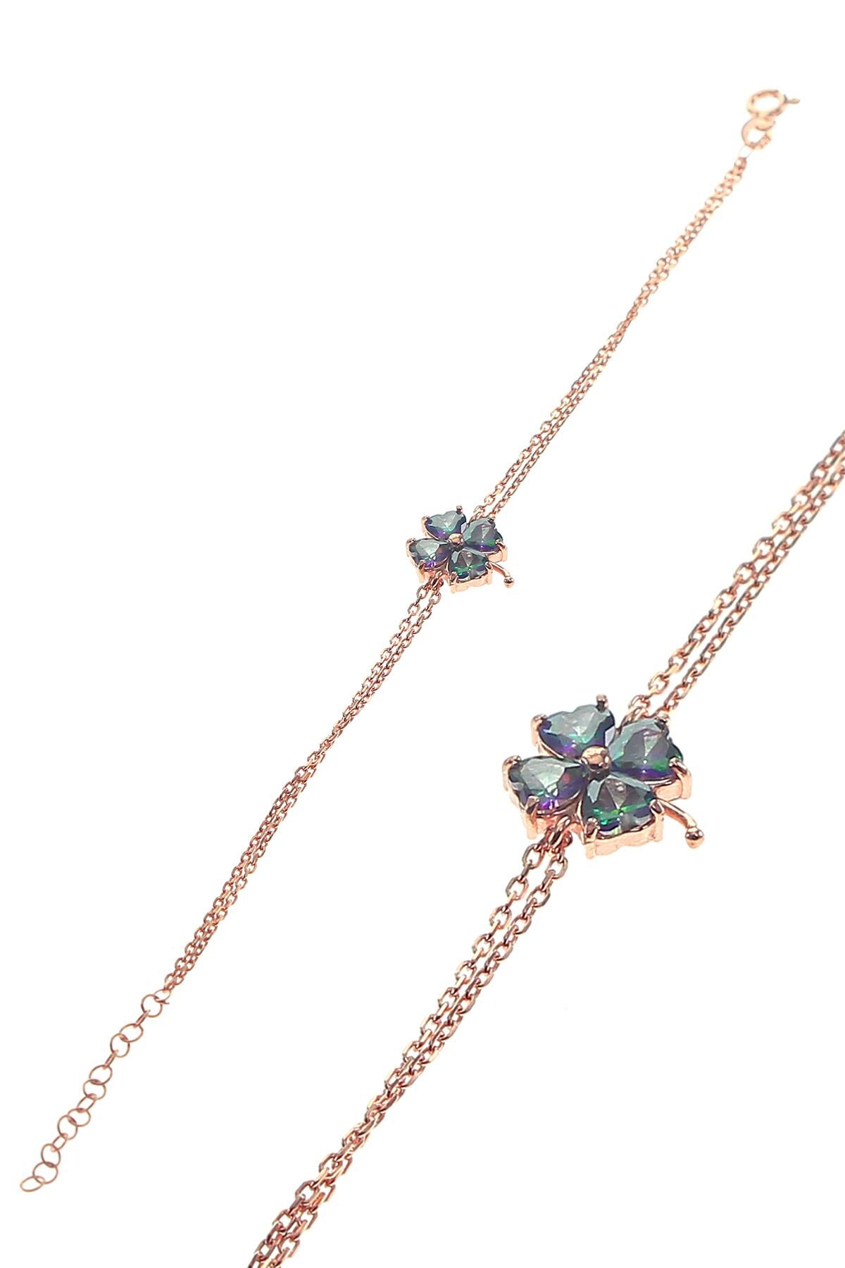 Gümüş  mistik taşlı yonca billeklik SGTL8645