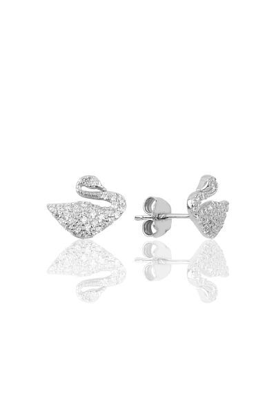 Gümüş pırlanta modeli kuğu modeli küpe SGTL9977