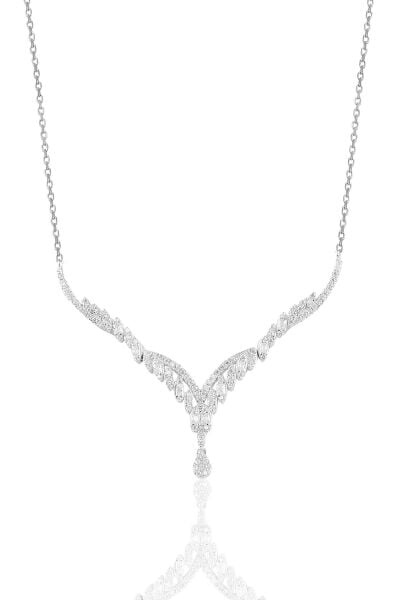 Gümüş rodyumlu  pırlanta modeli beyaz altın görünümlü kolye küpe ve yüzük seti SGTL10942