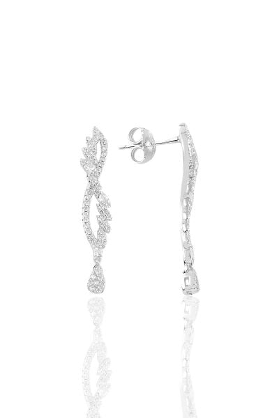 Gümüş rodyumlu  pırlanta modeli beyaz altın görünümlü kolye küpe ve yüzük seti SGTL10942