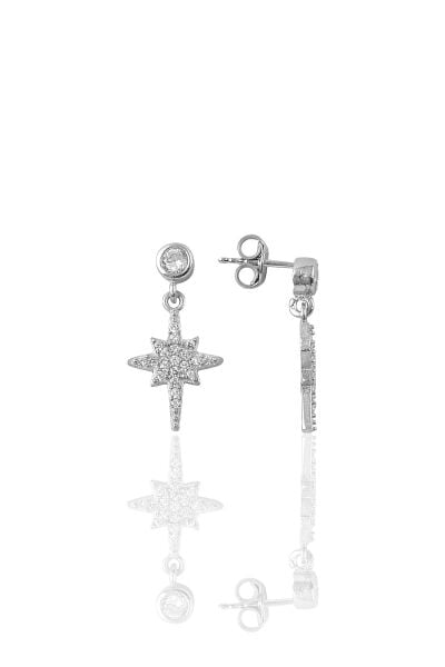 Gümüş zirkon taşlı kutup yıldızı modeli küpe  SGTL9461