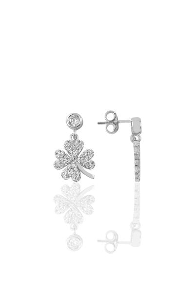 Gümüş zirkon taşlı yonca modeli küpe  SGTL9462