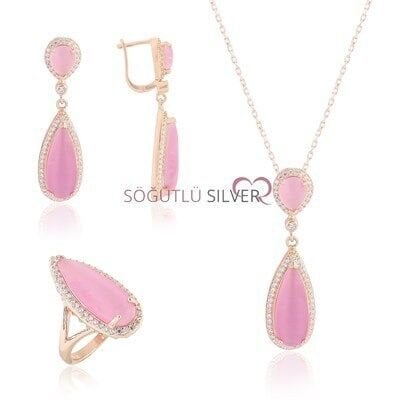kedi gözü ve zirkon taşlı üçli set SGTL3595