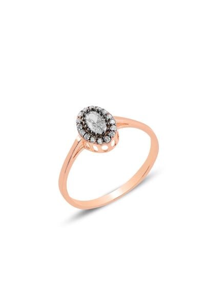 Gümüş rose elmas montürlü oval yüzük. SGTL11472ROSE