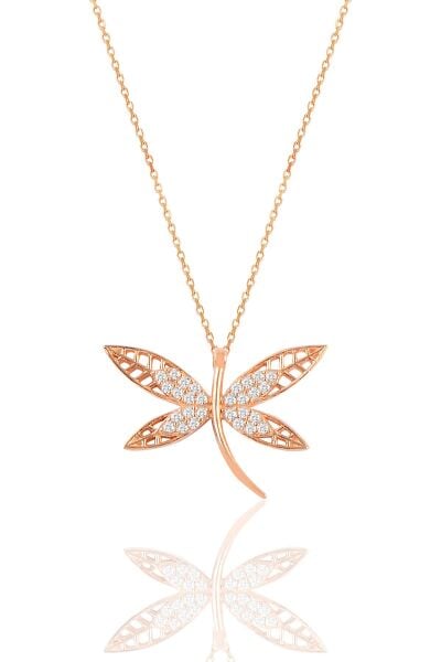 Gümüş rose zirkon taşlı yusufçuk kolye SGTL11141ROSE